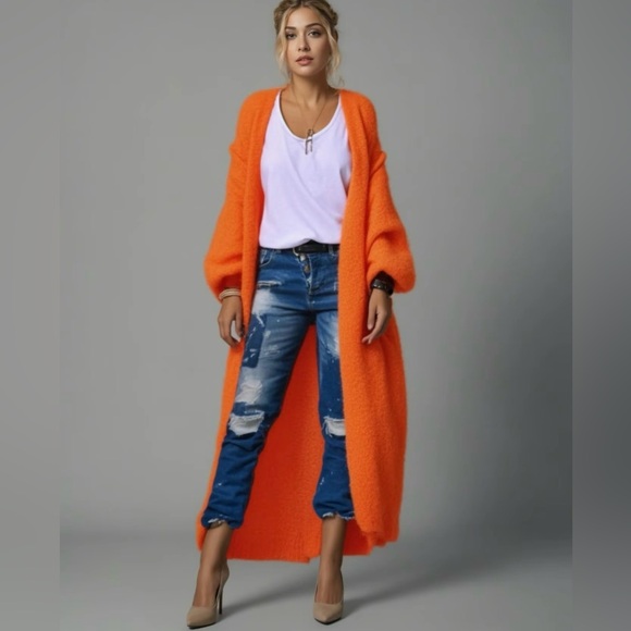 Boutique Style Sweater! Orange Peace & Love Oversized Sweater! ❤️ - Picture 2 of 7